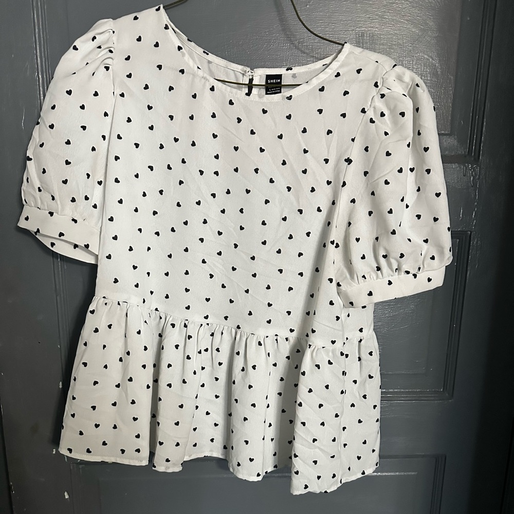 Shein Heart Peplum Shirt